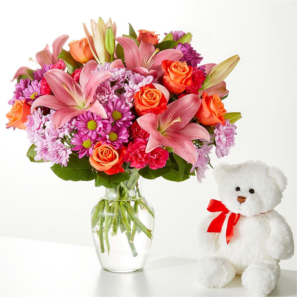 One and Only Bouquet and Bear Bundle – Your Beautiful Flowers, Scranton PA