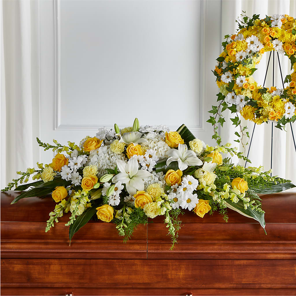 Golden Harmony Casket Spray – Your Beautiful Flowers, Scranton PA