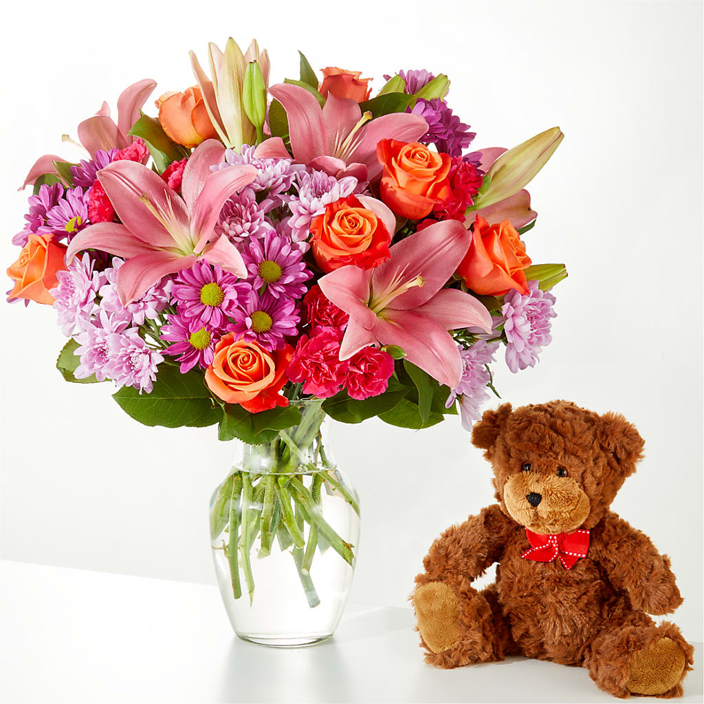 One and Only Bouquet and Bear Bundle –  Your Beautiful Flowers, Scranton PA