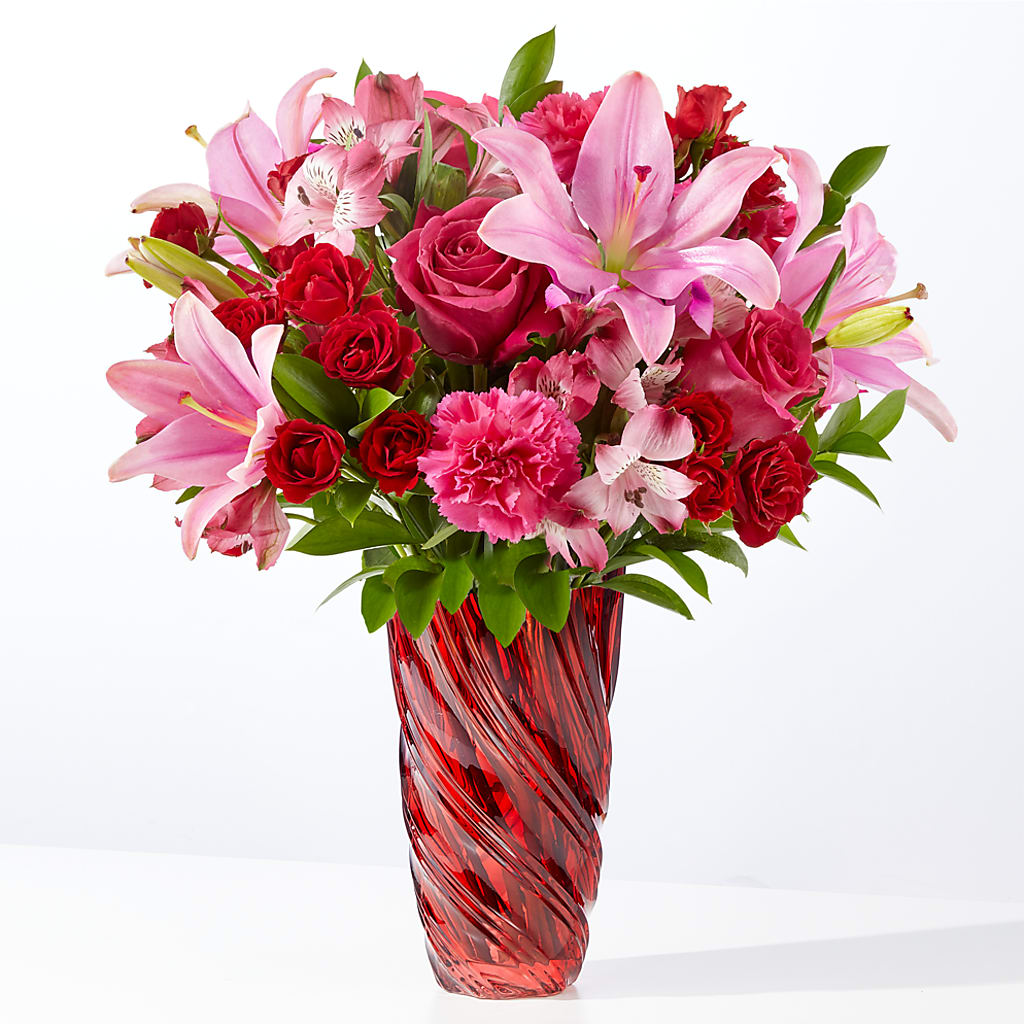 In Love Bouquet with Luxe Swirl Vase –  Your Beautiful Flowers, Scranton PA