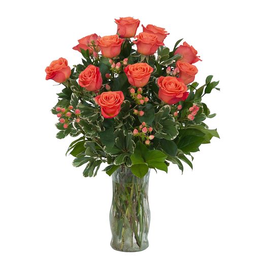 Orange Roses and Berries Vase –  Your Beautiful Flowers, Scranton PA
